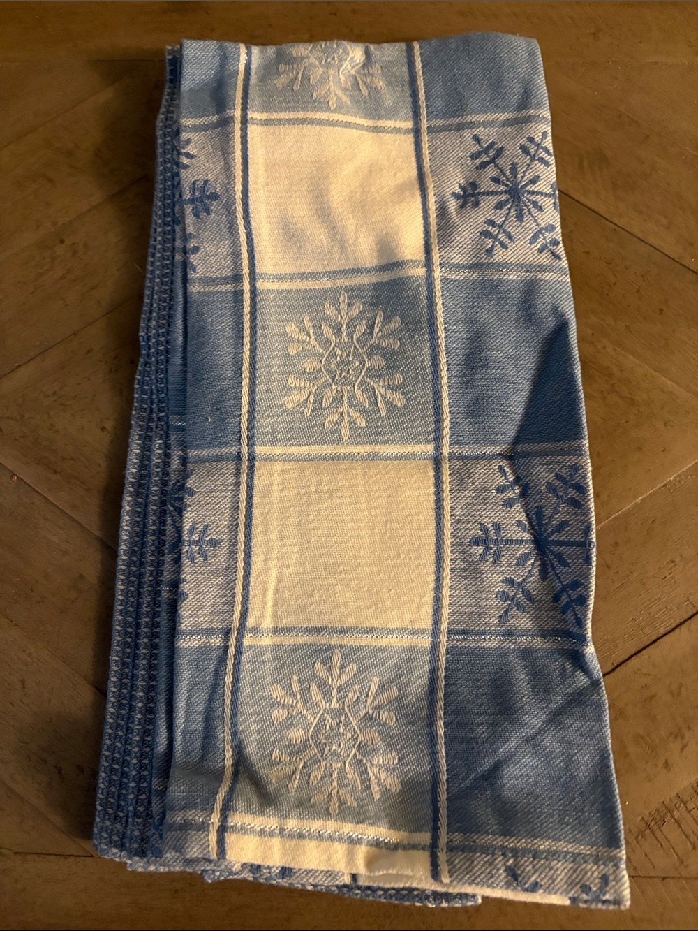 Lenox Blue and White Snowflake Kitchen Towel